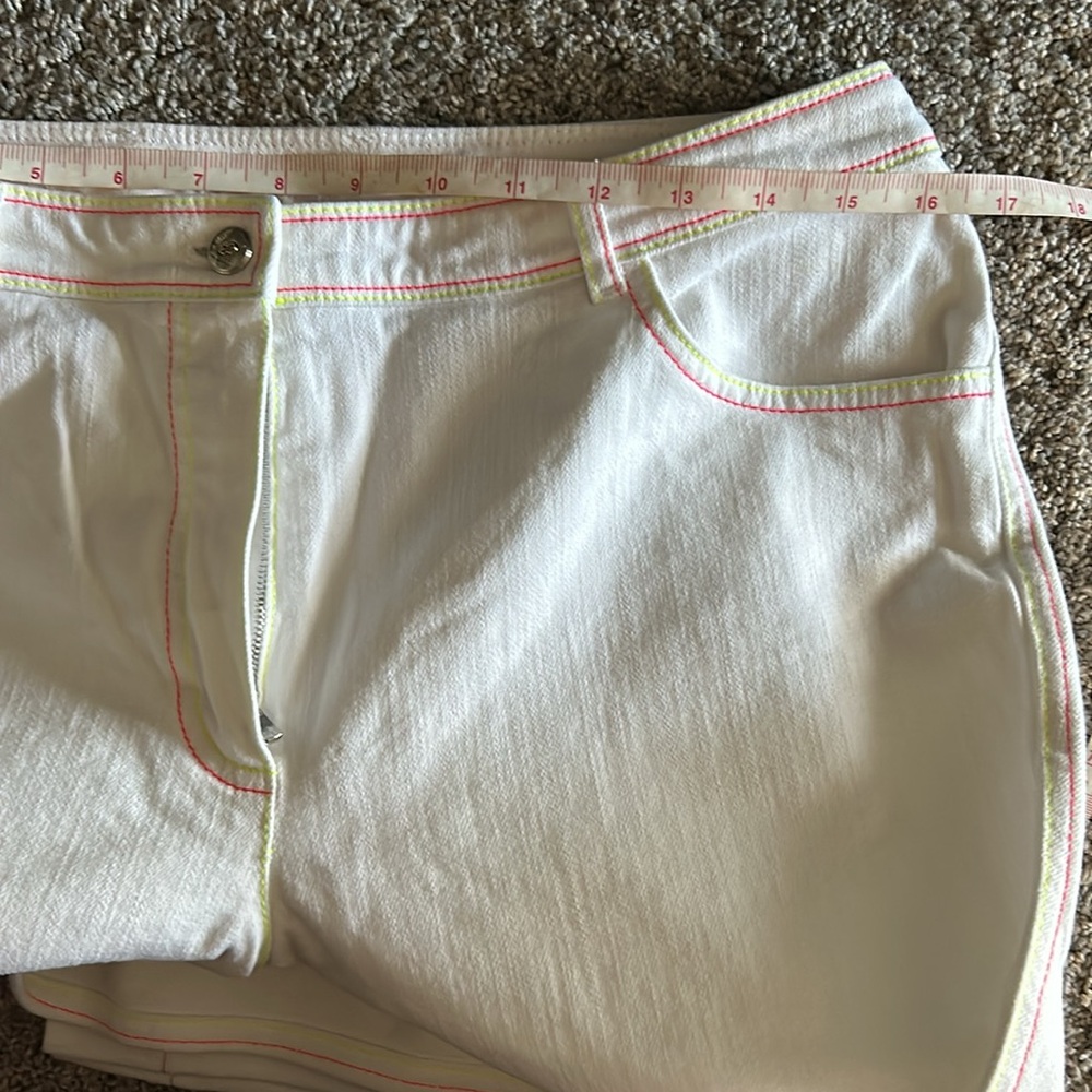 ESCADA gold label white bell denim. Neon embroidered detail. EUC - Picture 9 of 9